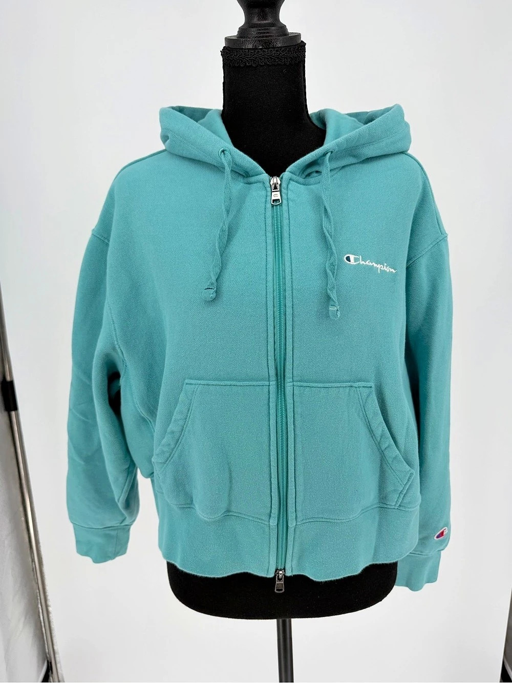 Champion U.S.A. Athletic Full Zip Hoodie Teal Size Large